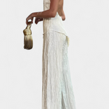 Pilarica Conjunto Elegante Plisado de Top Asimétrico y Pantalón Fluido