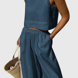 Avelina - Conjunto Minimalista en Algodón y Lino Ligero