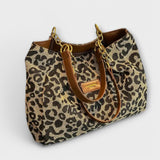 Lora - Bolso tote de lona con estampado de leopardo