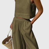 Avelina - Conjunto Minimalista en Algodón y Lino Ligero