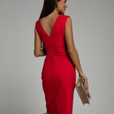 FLORINE™ - Bata larga ajustada con escote en V y abertura