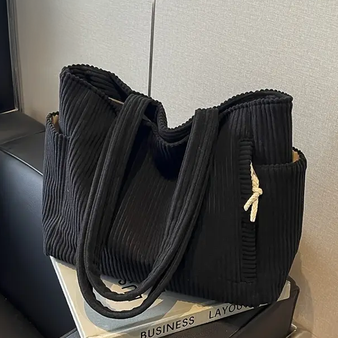 TILDA™ – Bolso tote acanalado con detalle de cordón