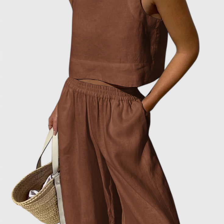 Avelina - Conjunto Minimalista en Algodón y Lino Ligero