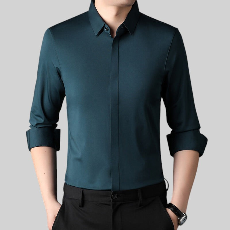 Ruan - Camisa elástica antiarrugas para hombre