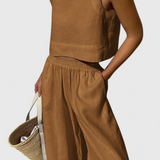 Avelina - Conjunto Minimalista en Algodón y Lino Ligero