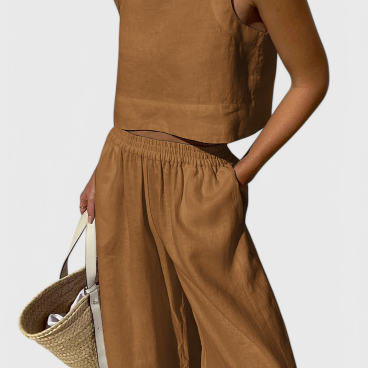 Avelina - Conjunto Minimalista en Algodón y Lino Ligero