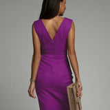FLORINE™ - Bata larga ajustada con escote en V y abertura
