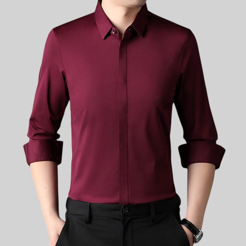 Ruan - Camisa elástica antiarrugas para hombre