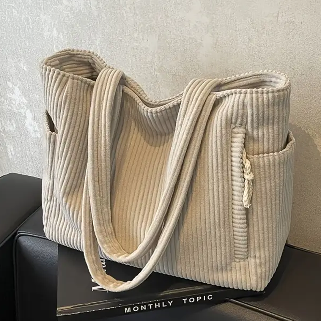 TILDA™ – Bolso tote acanalado con detalle de cordón