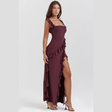 AMIRA™ - Vestido Largo – Ciruela Oscura
