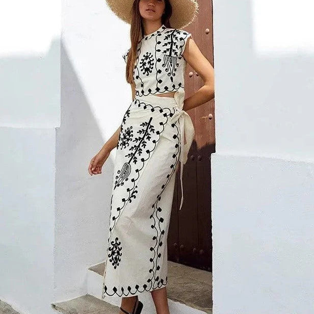 CAMILLA™ - Conjunto estampado Top y Falda