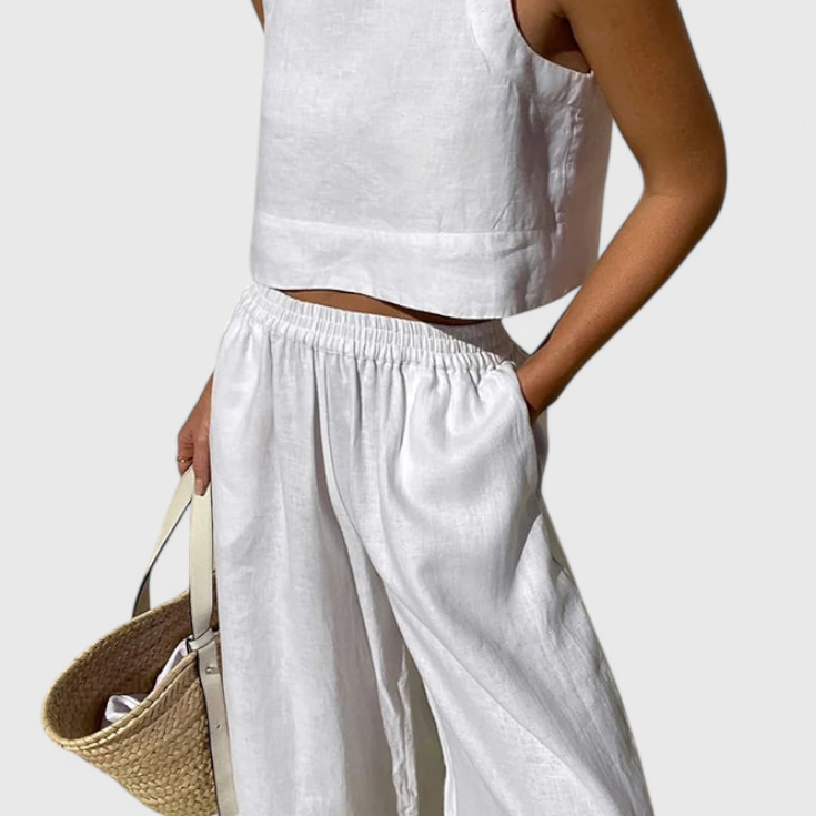 Avelina - Conjunto Minimalista en Algodón y Lino Ligero