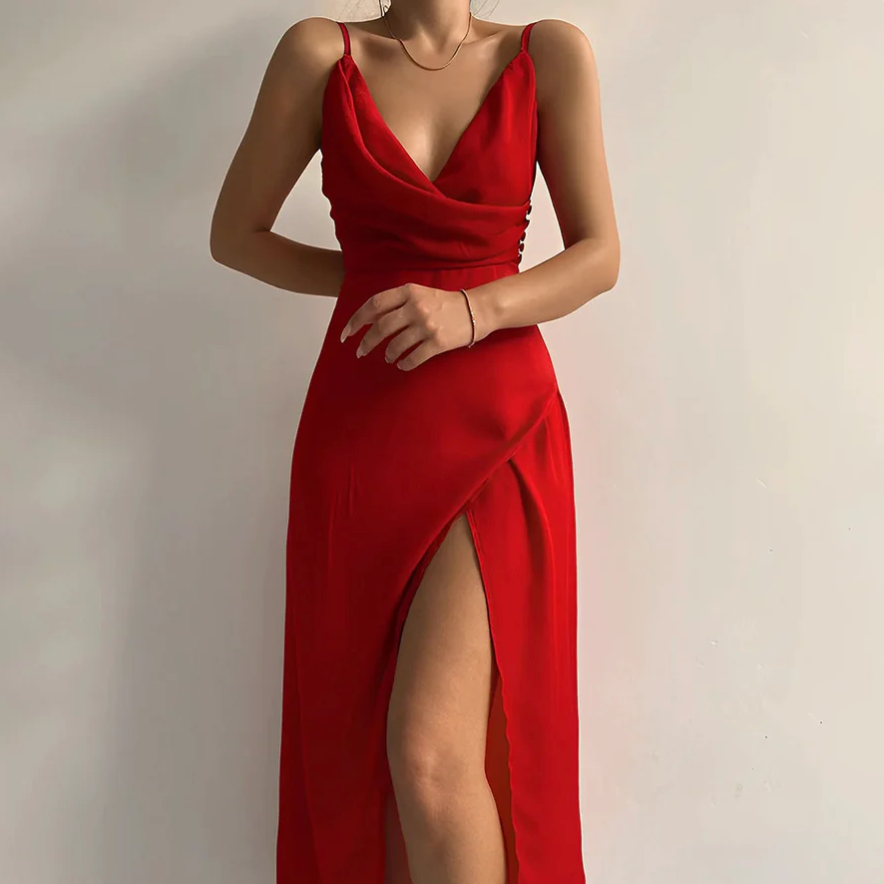 VIVIAN™ - Vestido con escote en V y abertura Suspender