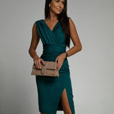 FLORINE™ - Bata larga ajustada con escote en V y abertura