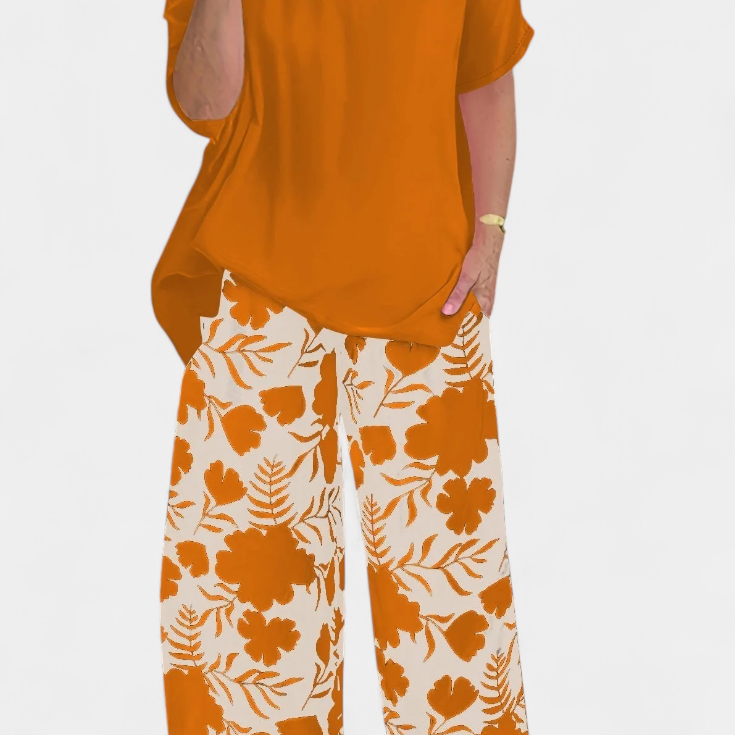 Aivy - Conjunto Floral de Dos Piezas con Toque Relajado