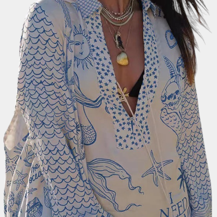 Amalia - Conjunto Camisero Estampado con Short Elástico