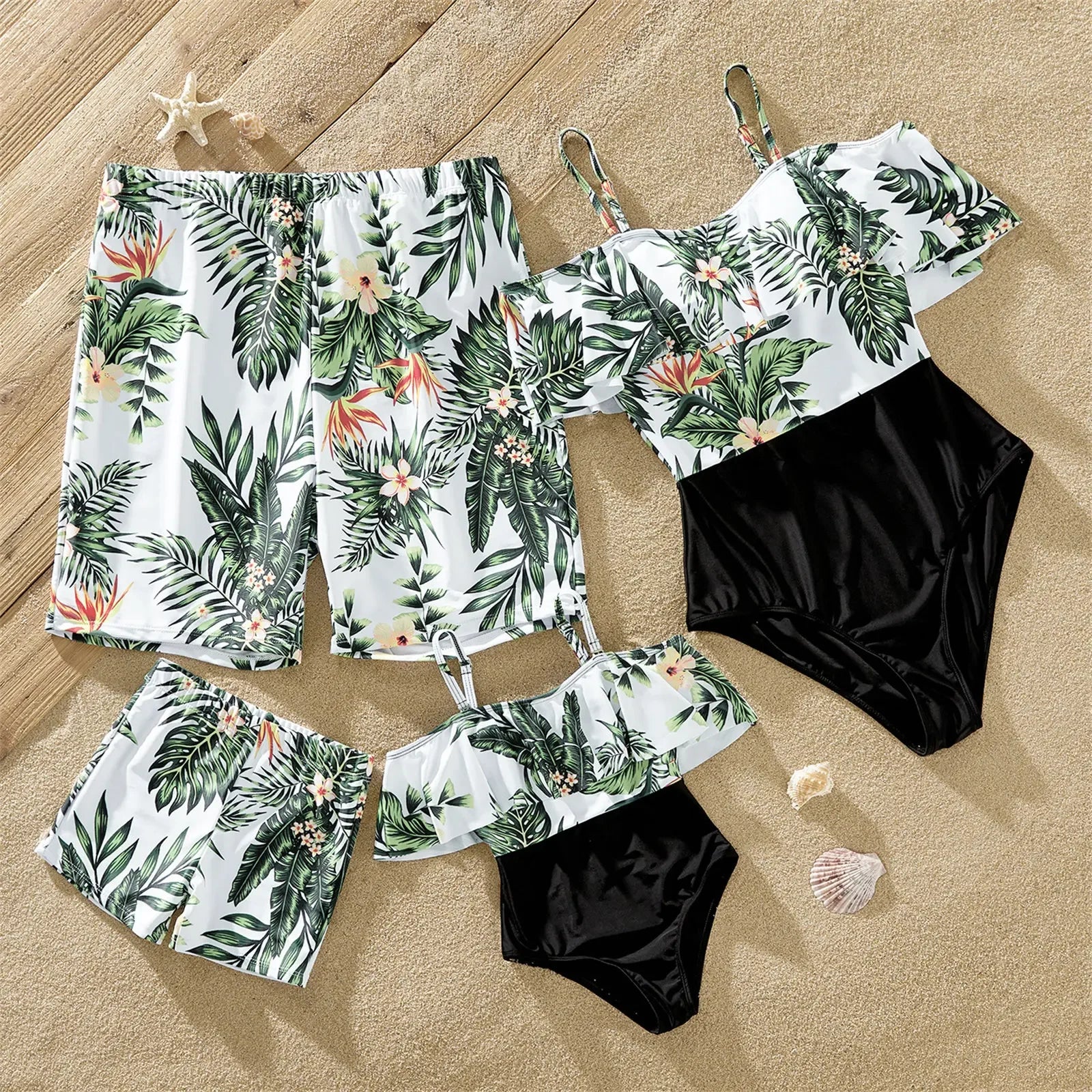 Plant Flounce Plumeria Family Matching Swimsuit