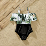 Plant Flounce Plumeria Family Matching Swimsuit