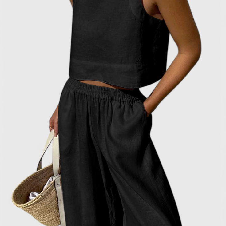 Avelina - Conjunto Minimalista en Algodón y Lino Ligero