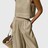 Avelina - Conjunto Minimalista en Algodón y Lino Ligero