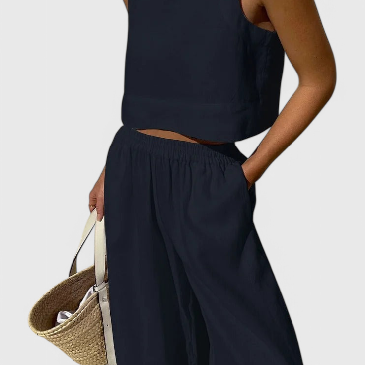 Avelina - Conjunto Minimalista en Algodón y Lino Ligero