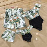 Plant Flounce Plumeria Family Matching Swimsuit