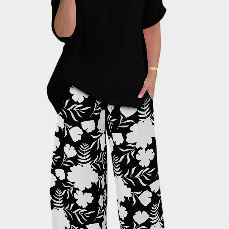 Aivy - Conjunto Floral de Dos Piezas con Toque Relajado