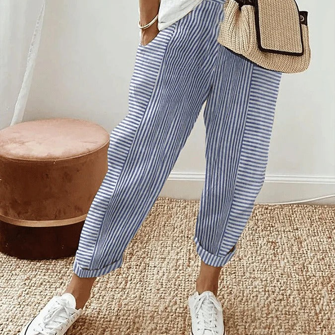 Luisa | Pantalón de algodón a rayas