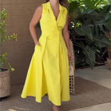 AMANCIA™ - Vestido midi con escote en V