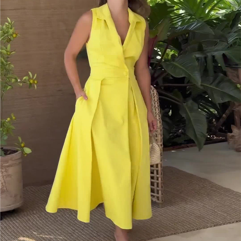AMANCIA™ - Vestido midi con escote en V