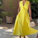 AMANCIA™ - Vestido midi con escote en V