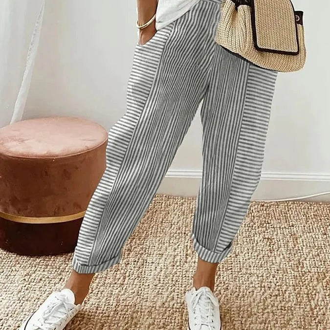 Luisa | Pantalón de algodón a rayas