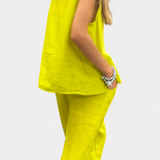 Leona - Conjunto de Chaleco y Pantalón Sin Mangas en Algodón Lino