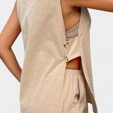 Loren - Conjunto de Lino Sin Mangas de Estilo Relajado