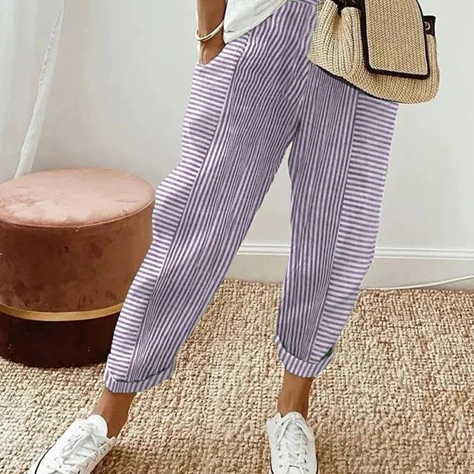 Luisa | Pantalón de algodón a rayas